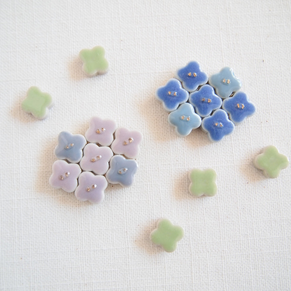 美濃焼 紫陽花のヘアゴム（ブルー） ヘアゴム/ポニーフック /ブローチ 4枚目の画像