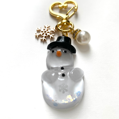 snowman*キラキラ雪だるまキーホルダー BLACK キーホルダー snowman*キラキラ雪だるまキーホルダー BLACK キーホルダー