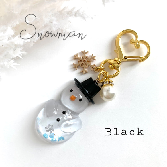 snowman*キラキラ雪だるまキーホルダー BLACK キーホルダー snowman*キラキラ雪だるまキーホルダー BLACK キーホルダー