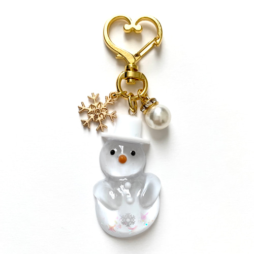 snowman＊キラキラ雪だるまキーホルダー WHITE キーホルダー miasnow