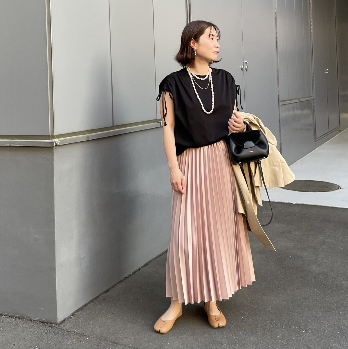 ■お洒落♡さらりと気持ちいい細見えコットンTシャツ M~LL【F】黒 KMC-516 386010