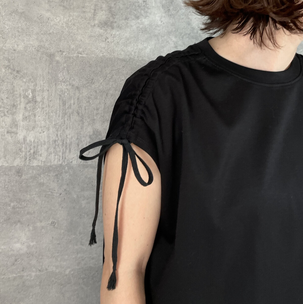 ■お洒落♡さらりと気持ちいい細見えコットンTシャツ M~LL【F】黒 KMC-516 386010