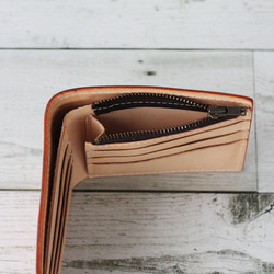 本革 シンプルハーフウォレット 二つ折り財布 ヌメ革 レディース メンズにも 男女兼用 ヌメ革 コンパクト W-342 3枚目の画像