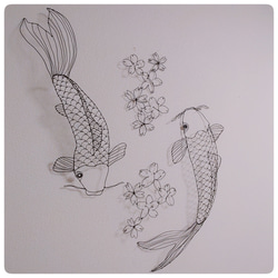 ワイヤーアート　桜と鯉さん 12枚目の画像