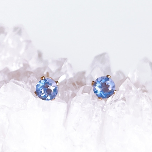 カラーチェンジフローライトの紫陽花ピアス サージカルステンレス  