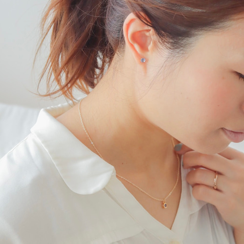 カラーチェンジフローライトの紫陽花ピアス サージカルステンレス  