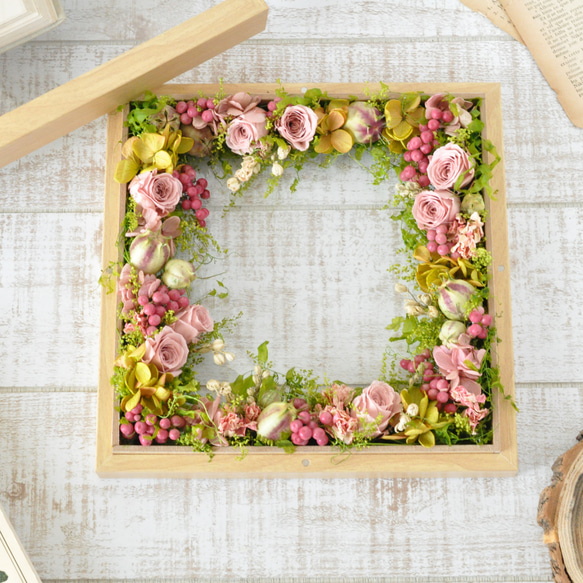 【 rose garden L size】メッセージにお花を添えて✽気持ち伝わるボタニカルフレーム 2枚目の画像
