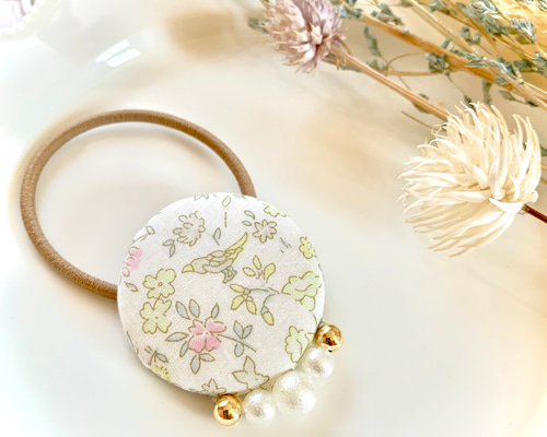 お買い得♡お揃い　リバティとボア シンプルくるみボタン　ヘアゴム 3個セット お買い得♡お揃い リバティとボア シンプルくるみボタン ヘアゴム 3個