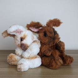 【現貨販售】野兔 手工泰迪熊 絨毛玩偶 玩偶 原創玩偶 娃娃 手工染色 第2張的照片
