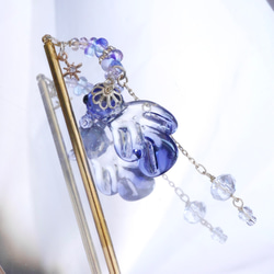 ガラス細工] 星空の金魚〈あめきんぎょ〉＊かんざし 銀箔入り バーナー