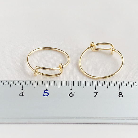 サイズ可変 ワイヤー リング 指輪 14kgf ゴールド（1コ） 3枚目の画像
