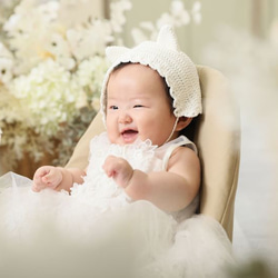 コットン100%☆ねこみみベビーボンネット 新生児～2歳サイズ