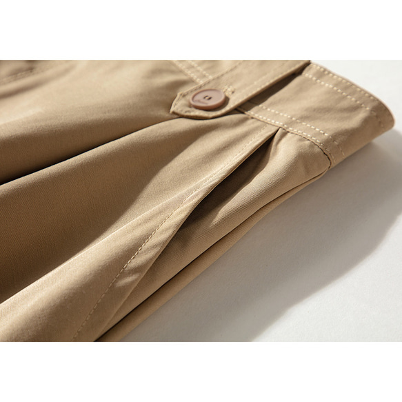 フレアスカート　フランス風スカート　ベルト付き　カーキ　M-XLサイズ　 L185 5枚目の画像