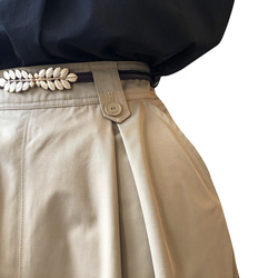 フレアスカート　フランス風スカート　ベルト付き　カーキ　M-XLサイズ　 L185 11枚目の画像