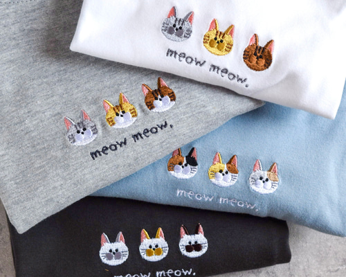 名入れ tシャツ 刺繍 3D刺繍 黒ネコ 刺繍Tシャツ 3D刺繍 ロンT 長袖 ねこ ネコ 全商品 DIVA CLOSET