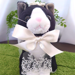 【世界に一つ】ウェルカムドール 手作り ねこ ネコ 猫 ハチワレ 完成品 2体セット 結婚式 ぬいぐるみ 人形 6枚目の画像