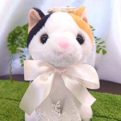 【世界に一つ】ウェルカムドール 手作り ねこ ネコ 猫 ミケ 完成品 2体セット 結婚式 ぬいぐるみ 人形 6枚目の画像