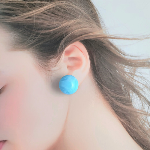 レトロ可愛い♡鮮やかな水色マーブルのアクセサリー【残りわずか 