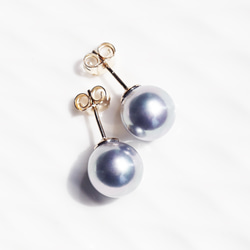 14KGF 銀貝殼珍珠 8 毫米耳環 ~Pascale 第2張的照片
