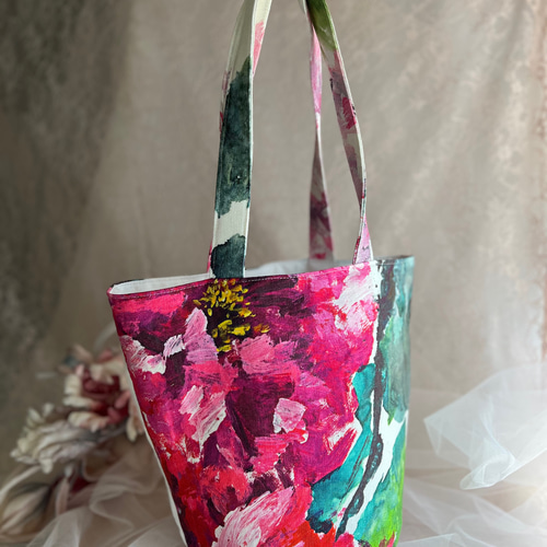 ❤️絵画のような美しさ❤️ 春夏/イギリス高級プリント バッグ❤薔薇  