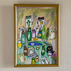 絵画。壁掛け絵原画手描き【楽しいビールパーティー】01 71f9474d1e28f1a40b2e6d12696b7b