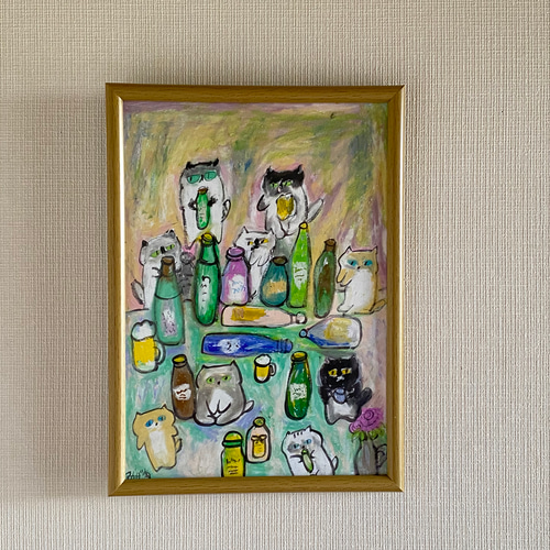 絵画。壁掛け絵原画手描き【楽しいビールパーティー】03 絵画。壁掛け絵原画手描き【楽しいビールパーティー】03