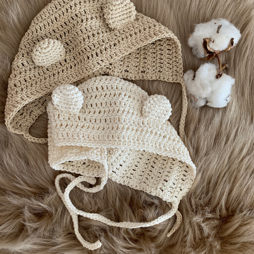 即納】くま耳ボンネット☆赤ちゃん ボンネット☆ 出産祝い ♡選べる