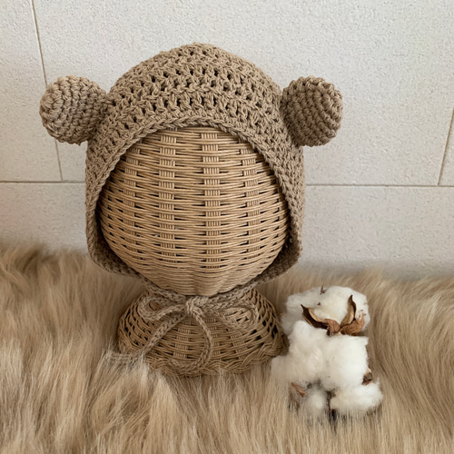 国内作家様 ボンネット付き Bear 即納】くま耳ボンネット☆赤ちゃん ボンネット☆ 出産祝い