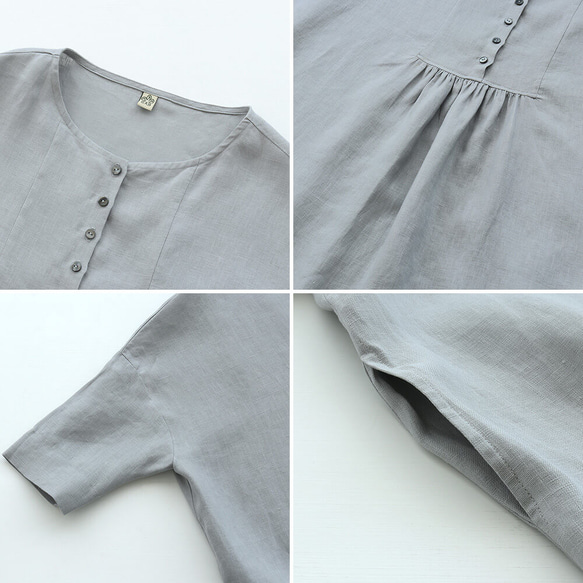 Fluffy Body Cover 亞麻罩衫連衣裙（灰色）OP32。 第13張的照片