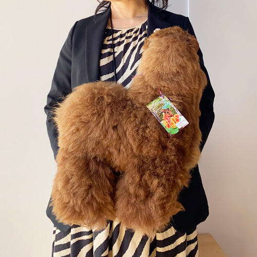 手作り アルパカ ぬいぐるみ　（ペルー製） ぬいぐるみ アルパカ ミニ 原毛 ハンドメイド ペルー MAITE