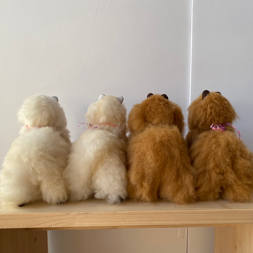 アルパカ毛ぬいぐるみ犬ペルー ほったらかしペット】クイ（茶色・ブラウン）の形した ふわふわ
