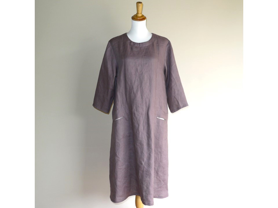 リネン◇ねこポケゆったりワンピ◇ブラウン◇フリーサイズ（リネン100％、ワンピース） 6,468円