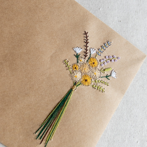 受注製作】花束刺繍フレーム壁掛け フォトフレーム・写真立て