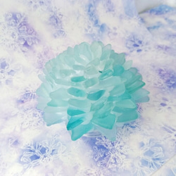 【オーダー】シーグラスのお花のランプシェード ライトブルー 玻璃（はり）ギフトラッピング対応【海灯花】 3枚目の画像
