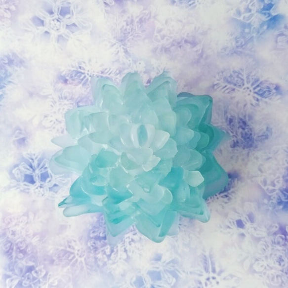 【オーダー】シーグラスのお花のランプシェード ライトブルー 玻璃（はり）ギフトラッピング対応【海灯花】 5枚目の画像