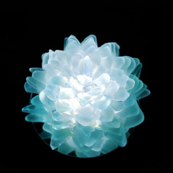 【オーダー】シーグラスのお花のランプシェード ライトブルー 玻璃（はり）ギフトラッピング対応【海灯花】 7枚目の画像