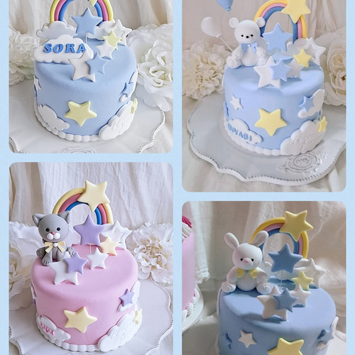 シンデレラブルーのクレイケーキセット 完全受注製作】シンデレラブルーのクレイケーキ(リングピロー