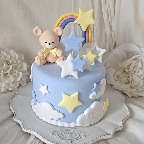 クレイケーキ バースデー レインボー スカイブルー 雑貨・その他 Fiori