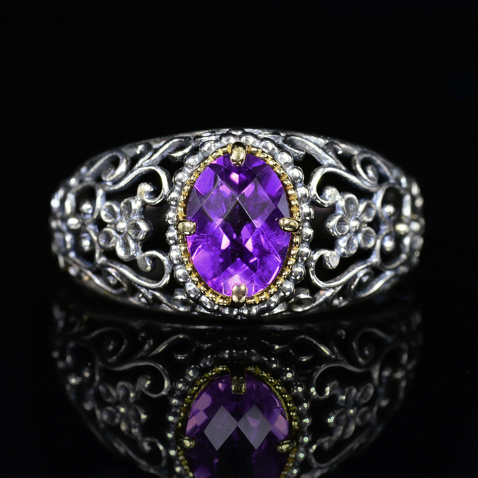 Alice｜アリス　アメジスト　十字爪 リング　（K18 ＆ SV925）ジュエリー