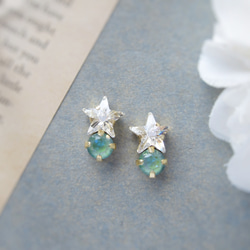 Star bijou earring／pierce（クリスタル＊シルキーセージディライト）*4103* 9枚目の画像