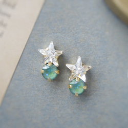 Star bijou earring／pierce（クリスタル＊シルキーセージディライト）*4103* 1枚目の画像