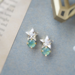 Star bijou earring／pierce（クリスタル＊シルキーセージディライト）*4103* 10枚目の画像