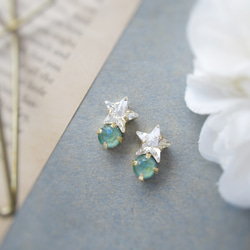 Star bijou earring／pierce（クリスタル＊シルキーセージディライト）*4103* 8枚目の画像