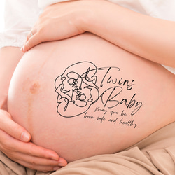【b-twins1】双子マタニティフォトシール　タトゥーシール　妊婦　赤ちゃん　ベビー　ベリーペイント　マタニティフォト 4枚目の画像