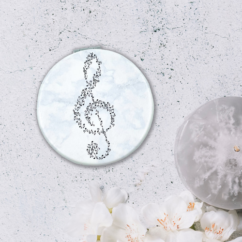 手鏡♪『音符で紡いだト音記号』コンパクトミラー♪音楽 クラシック