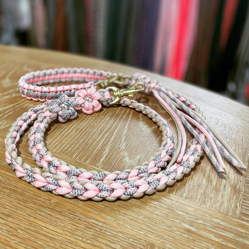 パラコードリード カフェリード 花柄ハートタイプ 受注製作 リード