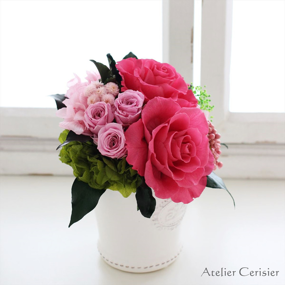 プリザーブドフラワー＜グレース Mサイズ＞ローズピンク バラ 【お祝い】 母の日 3枚目の画像
