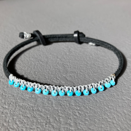 ETSUSHI イタリアンレザー　ブレスレット　ブルー ETSUSHI イタリアンレザーブレスレットブルー