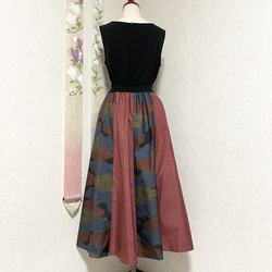 大島紬のリブフレアースカート 3枚目の画像