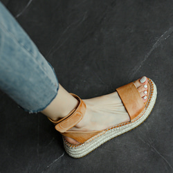 フランス風 わら編み 手作り ウェッジソール レディース靴 レザー 靴 レディースシューズ 革靴 レディース 贈り物 5枚目の画像